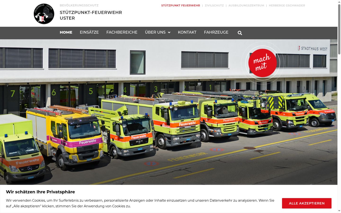 Screenshot des Einwilligungsbanners vor jeglicher Interaktion