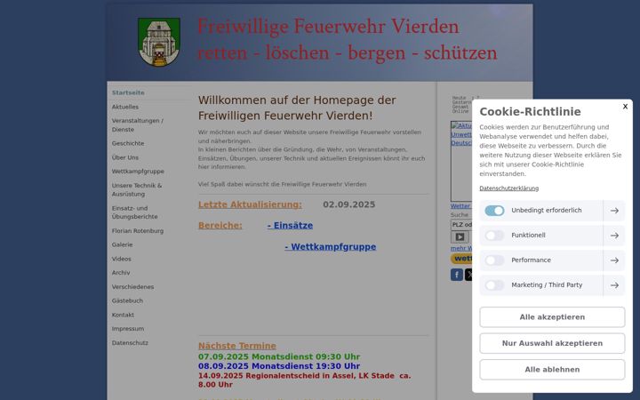 Ekraanipilt saidist feuerwehr-vierden.de