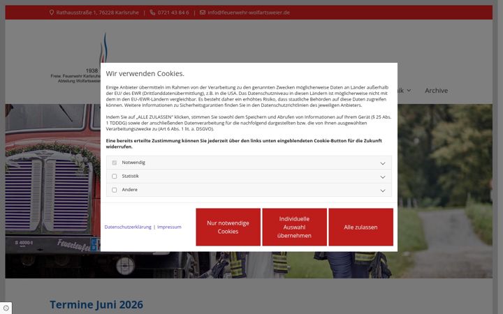 Screenshot of feuerwehr-wolfartsweier.de