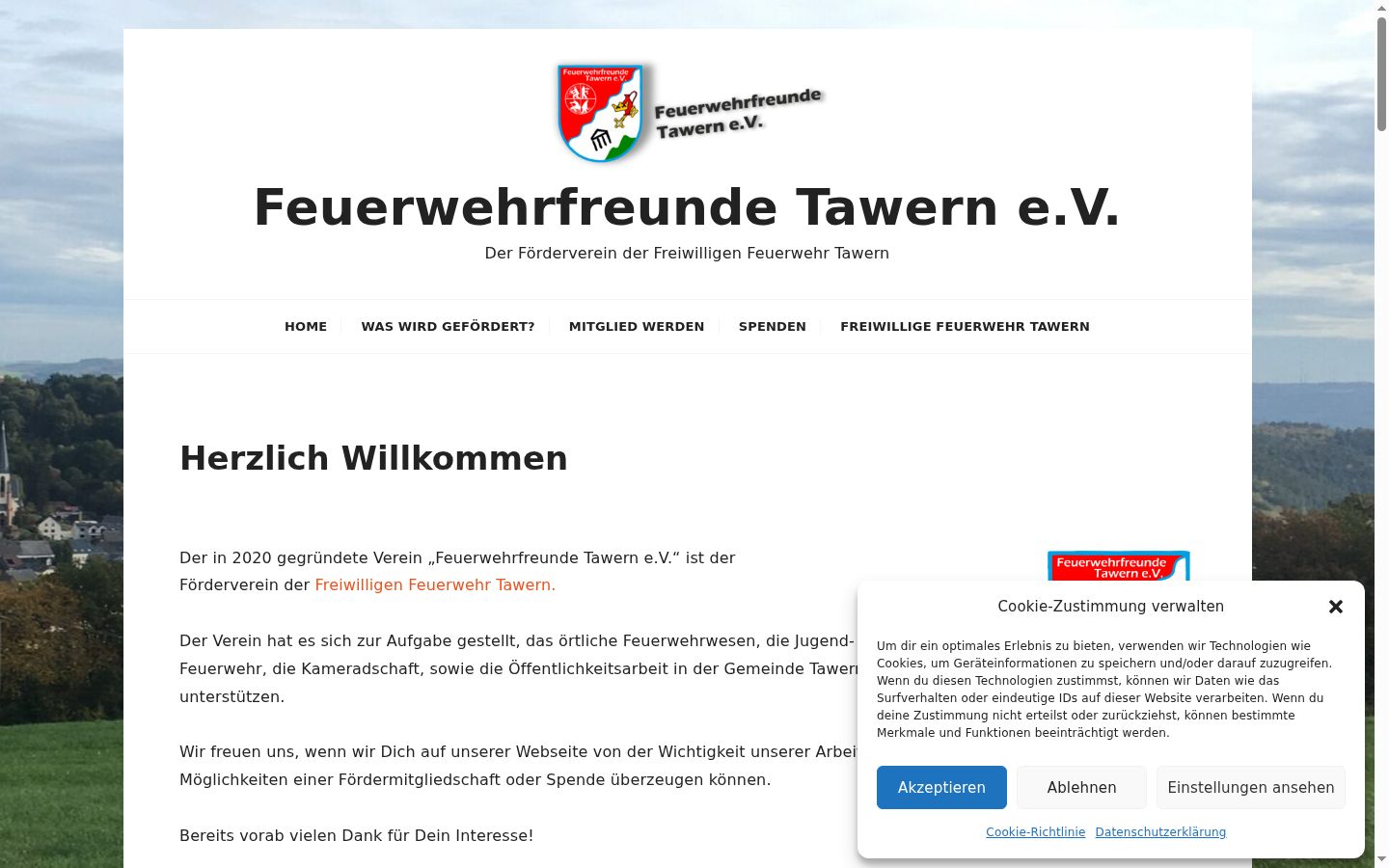 Screenshot des Einwilligungsbanners vor jeglicher Interaktion
