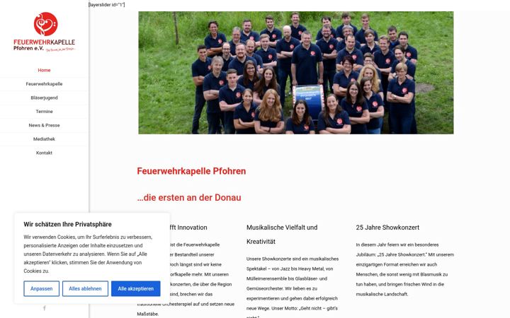 Screenshot of feuerwehrkapelle-pfohren.de