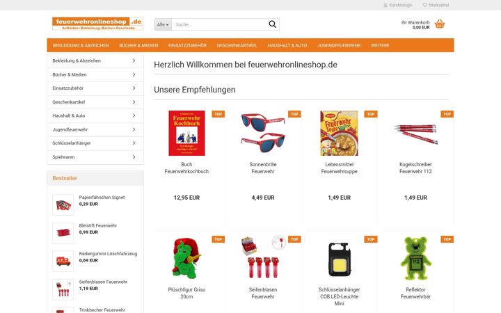 Screenshot of feuerwehronlineshop.de