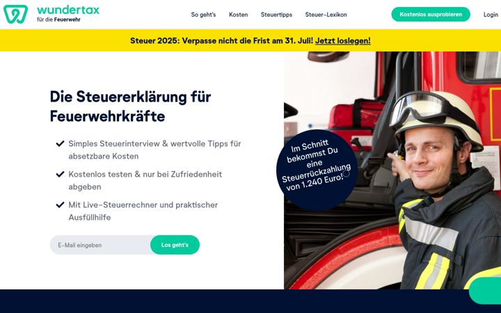 Ekrano kopija feuerwehrsteuererklaerung.de