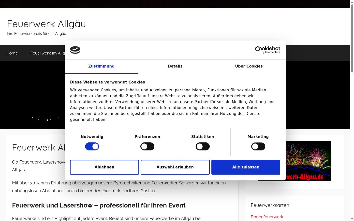 Snímek obrazovky baneru souhlasu zobrazeného před jakoukoli interakcí