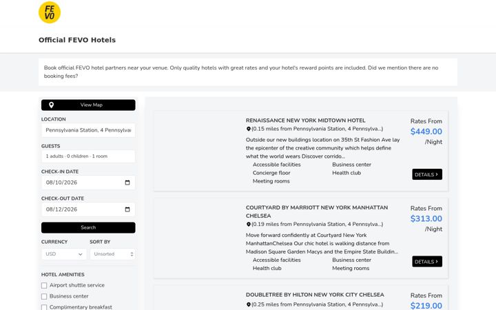 Screenshot of fevohotels.com