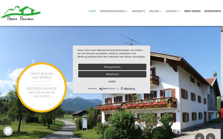 Skærmbillede af fewo-chiemsee-beim-bicher.de