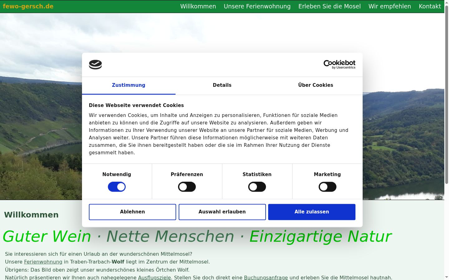 Screenshot tal-banner tal-kunsens muri qabel kwalunkwe interazzjoni