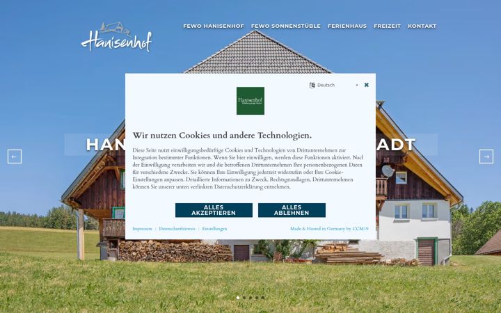 Snimka zaslona za fewo-hanisenhof.de