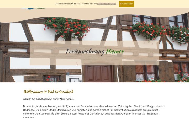 Екранна снимка на fewo-hiemer.de