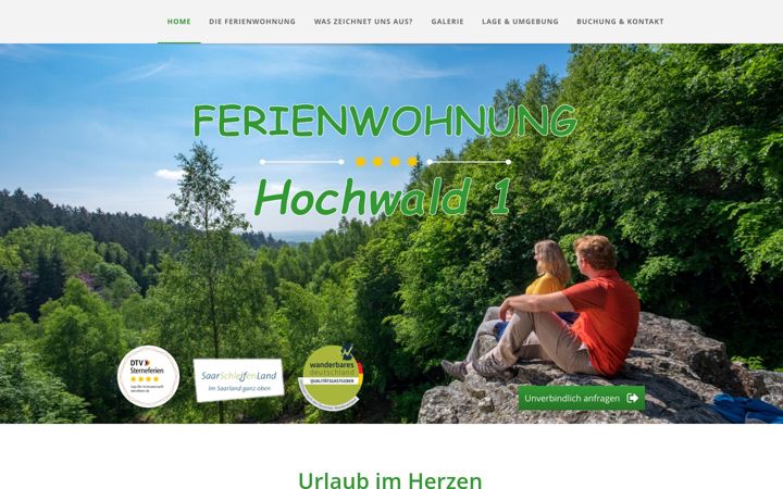 Screenshot of fewo-hochwald.saarland