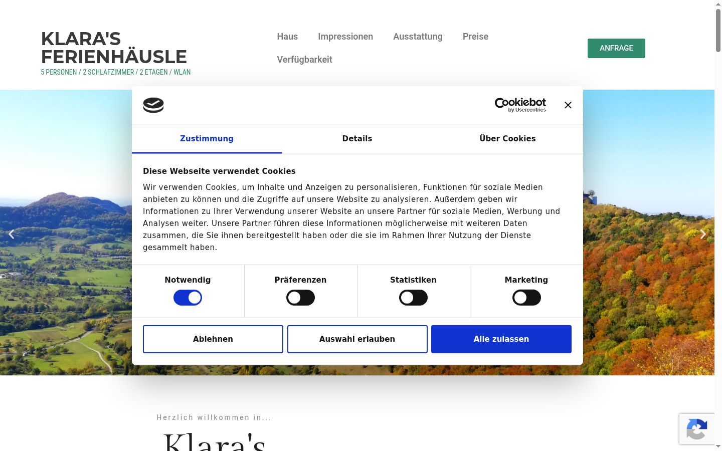 Screenshot of the consent banner shown before any interaction