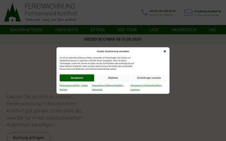 Screenshot of fewo-kohlhof.de