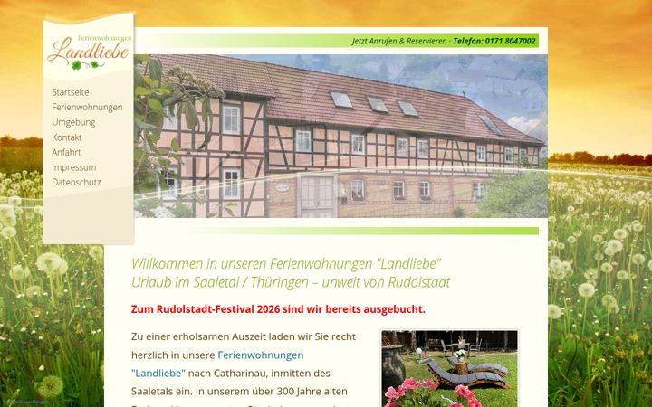 Screenshot of fewo-landliebe-catharinau.de