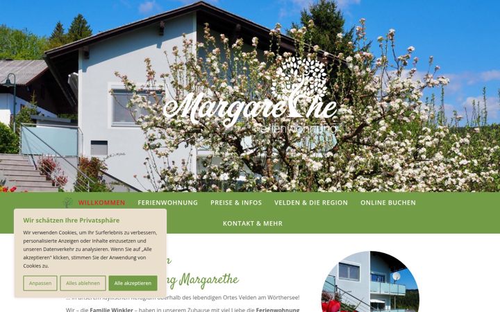 Screenshot of fewo-margarethe.at