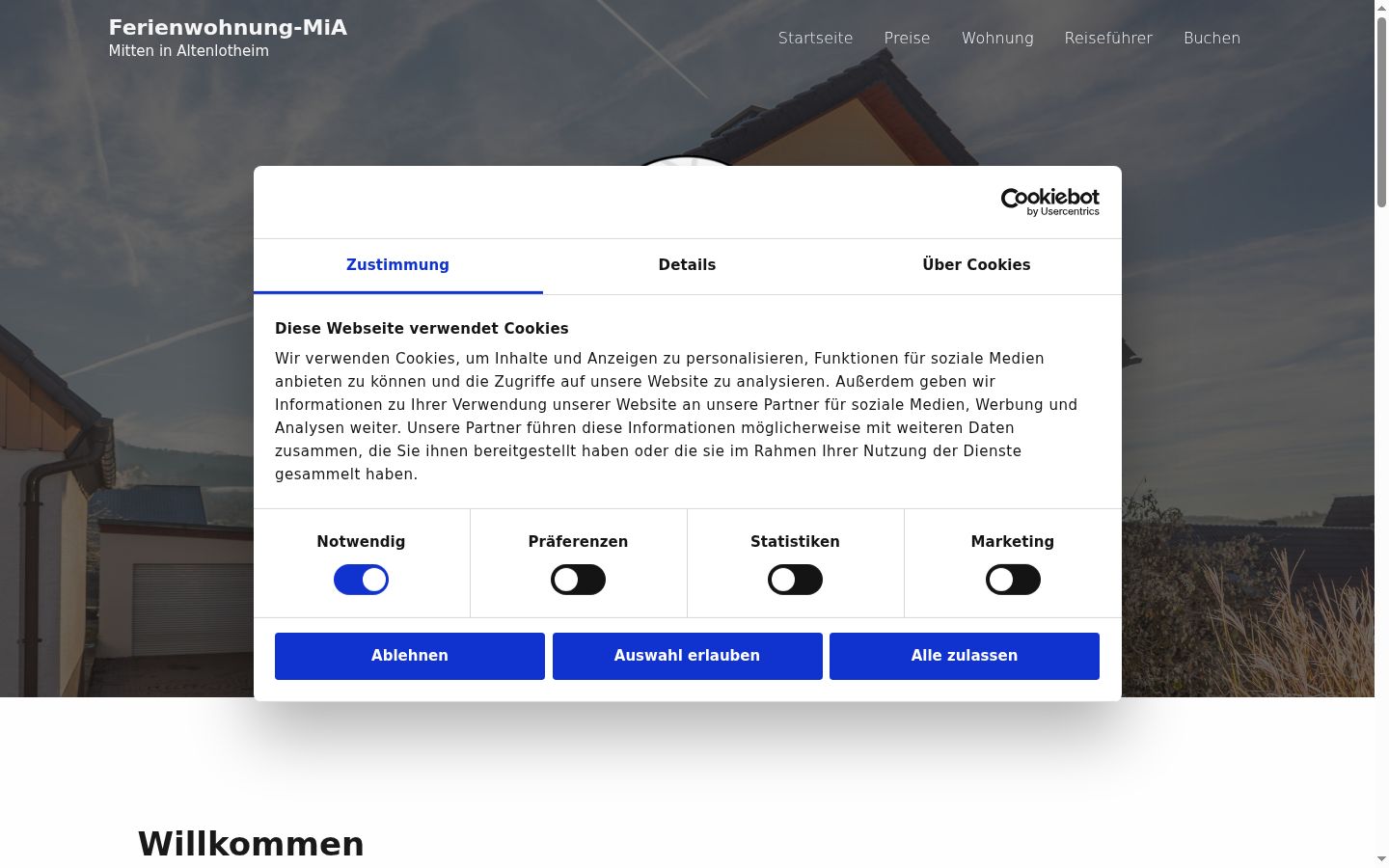 Screenshot of the consent banner shown before any interaction