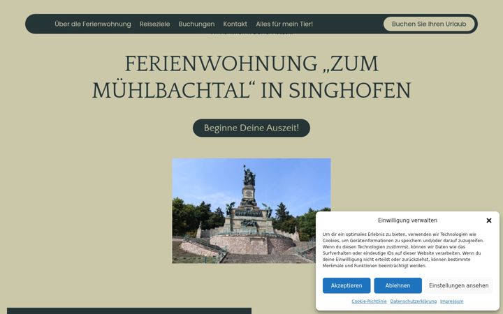 Screenshot of fewo-muehlbachtal.de