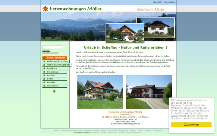Screenshot of fewo-mueller-scheffau.de