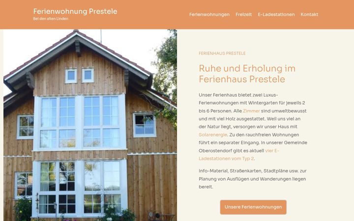 Screenshot of fewo-prestele.de