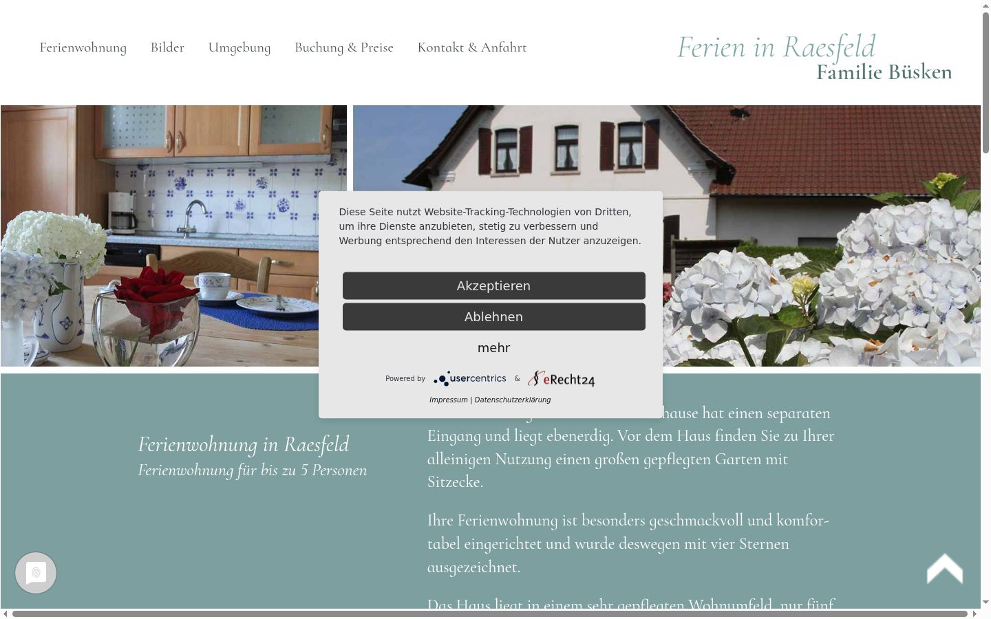 Screenshot des Einwilligungsbanners vor jeglicher Interaktion