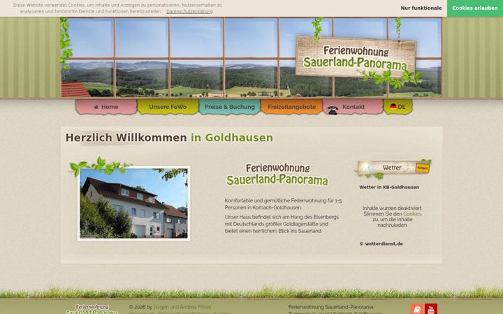 Screenshot of fewo-sauerland-panorama.de