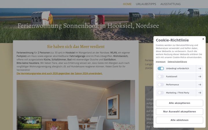 Screenshot of fewo-sonnenhook-hooksiel.de