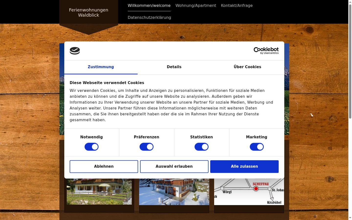 Screenshot del banner di consenso mostrato prima di qualsiasi interazione