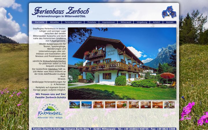 Screenshot of fewo-zerhoch.de
