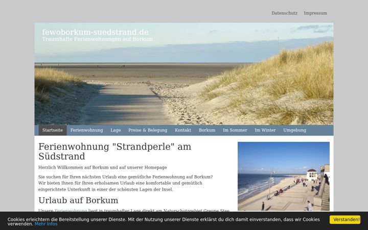 Screenshot of fewoborkum-suedstrand.de