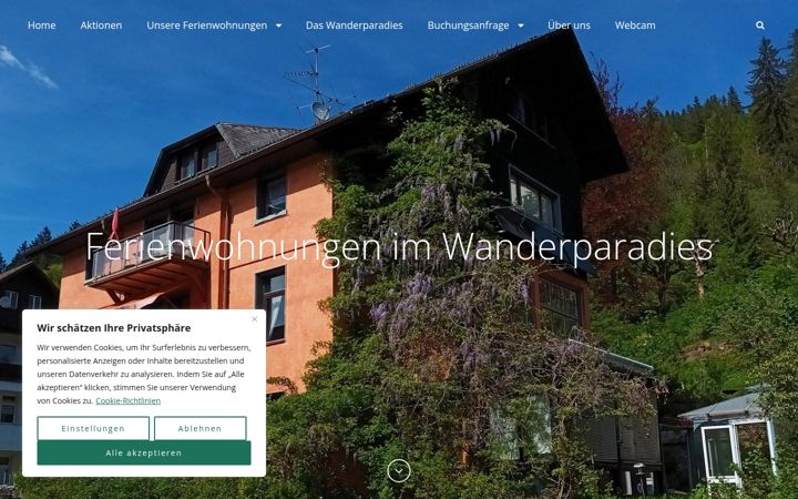 Screenshot of fewos-im-wanderparadies.de