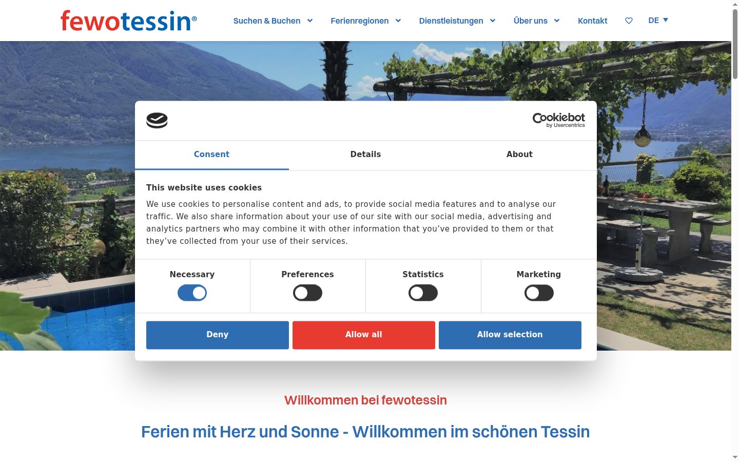 Screenshot of the consent banner shown before any interaction
