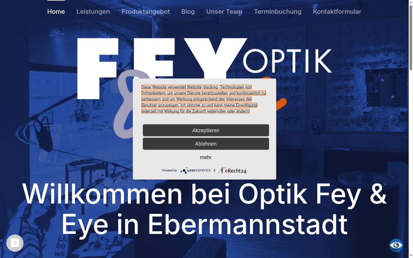 Screenshot of the consent banner shown before any interaction