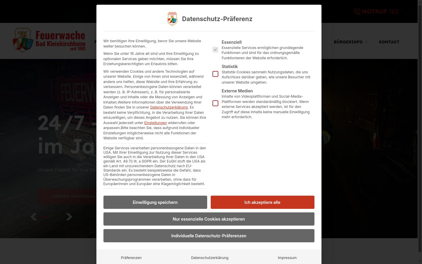 Snímek obrazovky baneru souhlasu zobrazeného před jakoukoli interakcí
