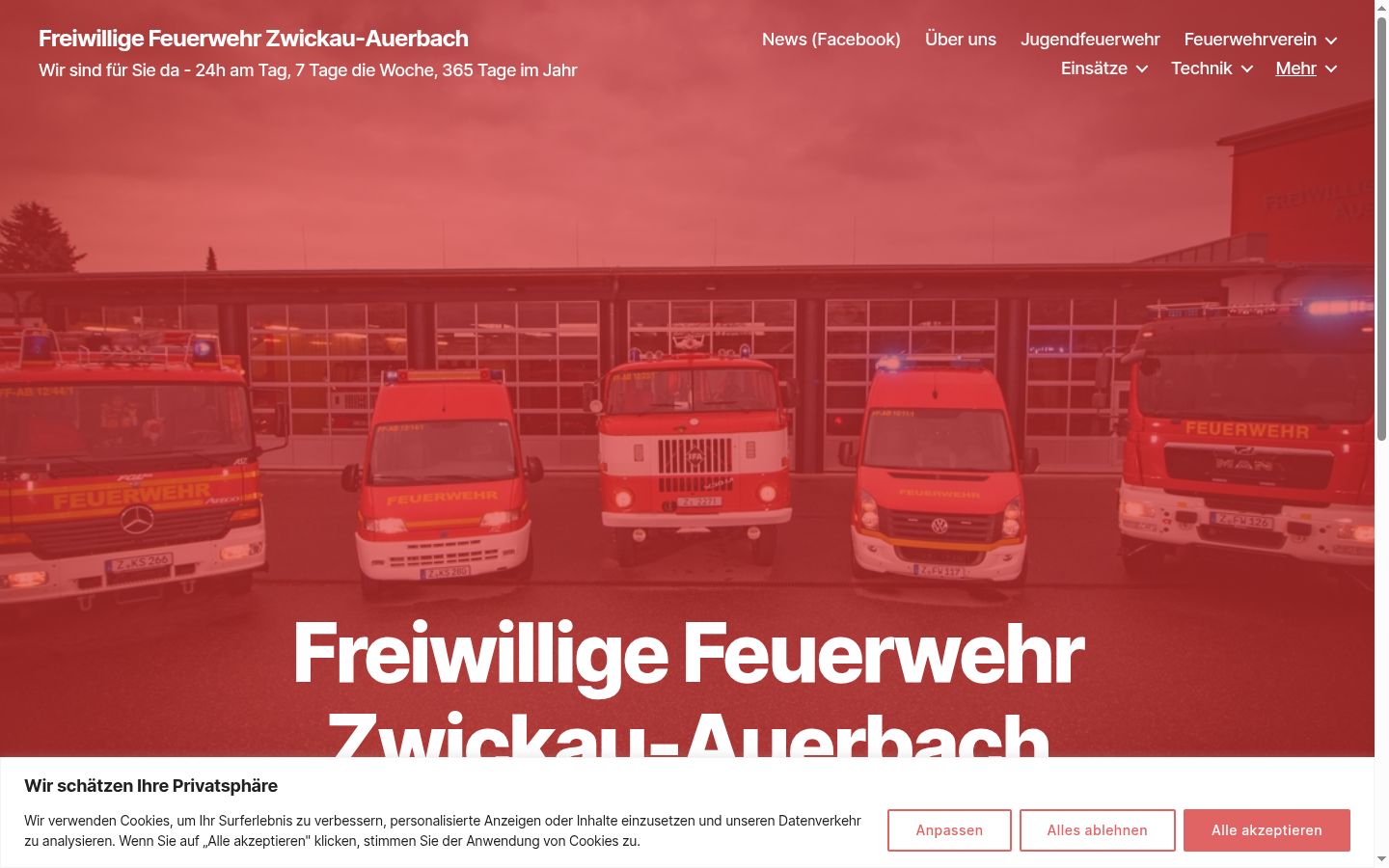 Screenshot des Einwilligungsbanners vor jeglicher Interaktion