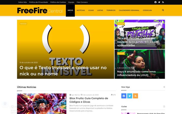 Snimka zaslona za ffcentral.com.br