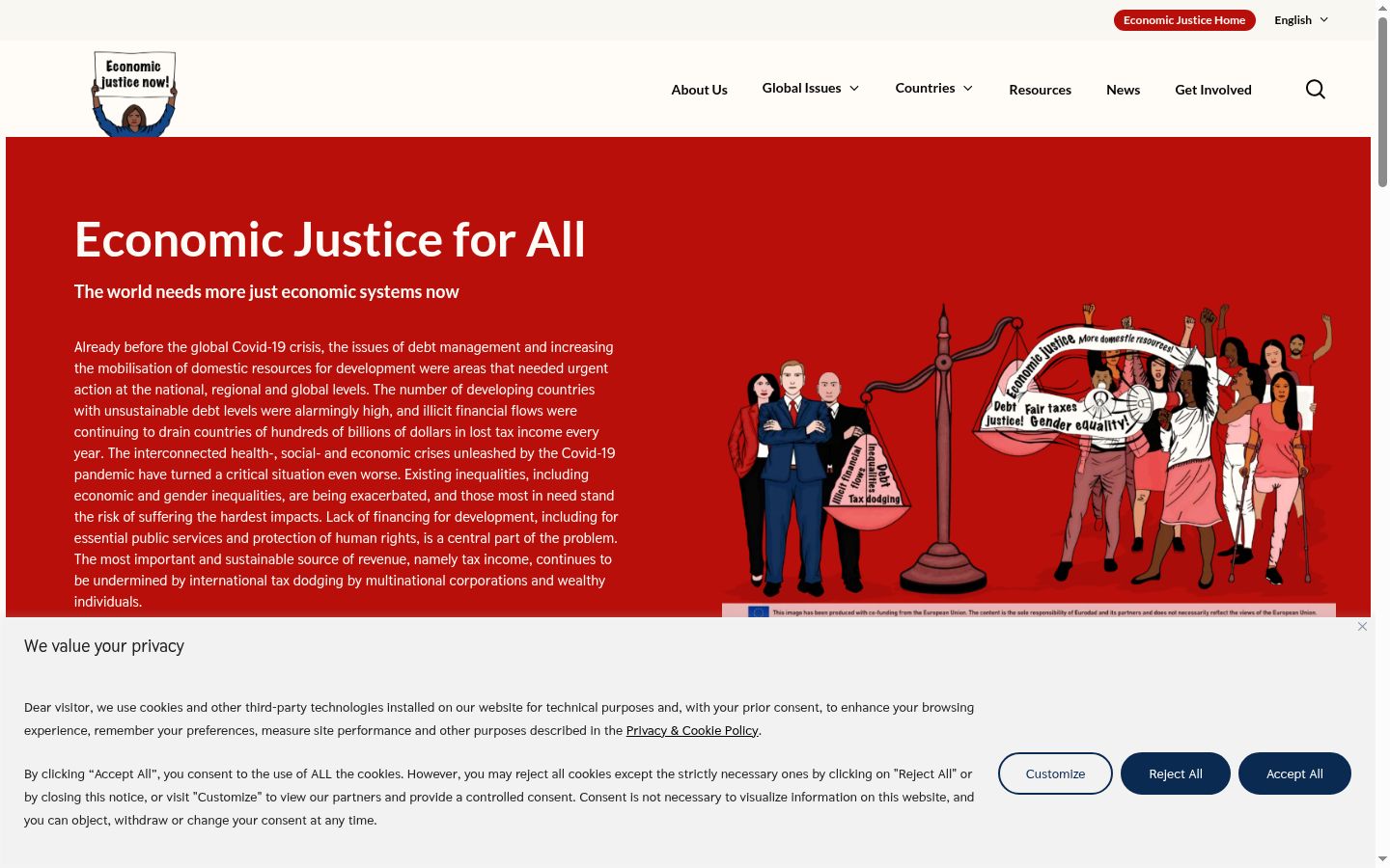 Screenshot del banner di consenso mostrato prima di qualsiasi interazione