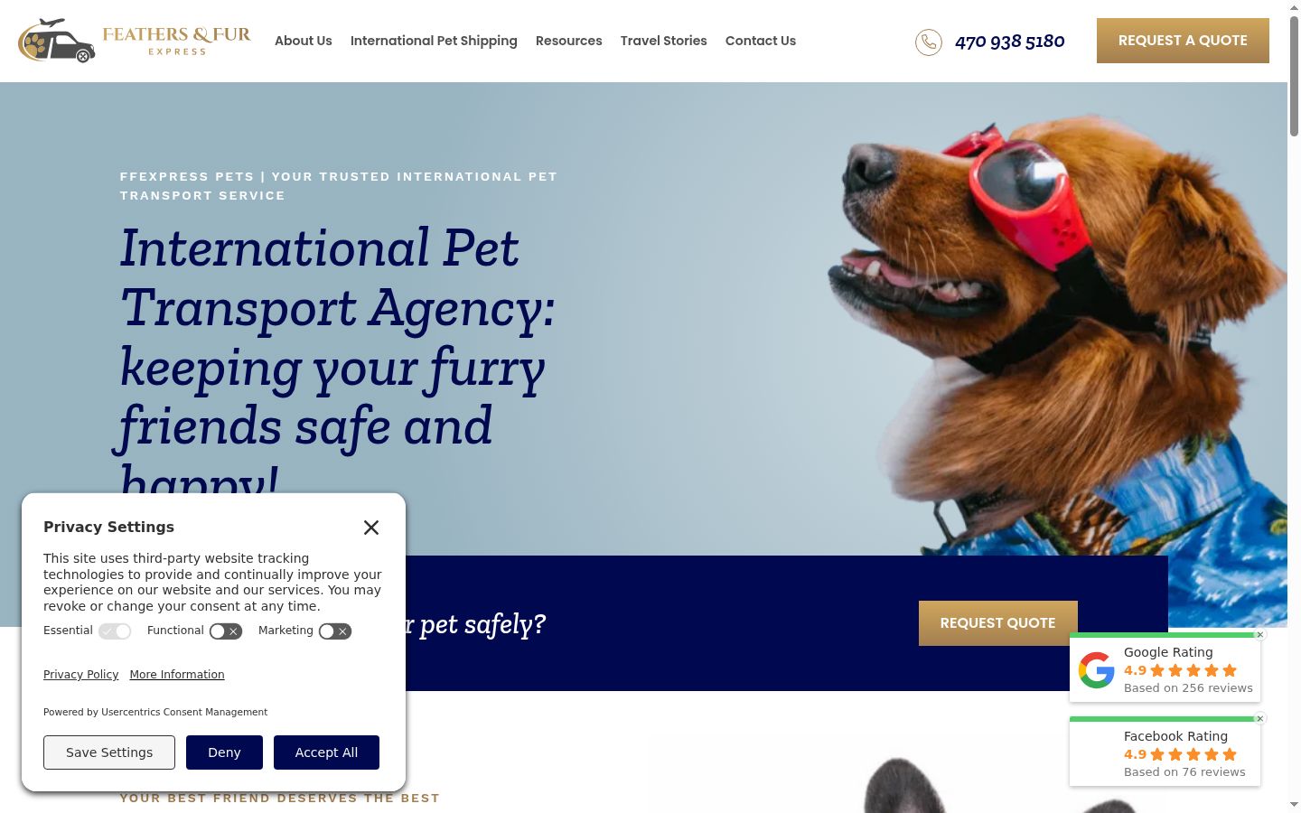 Screenshot of the consent banner shown before any interaction