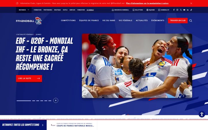 Screenshot of ffhandball.fr