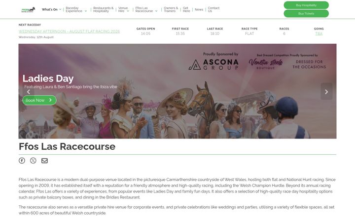 Screenshot of ffoslas-racecourse.co.uk