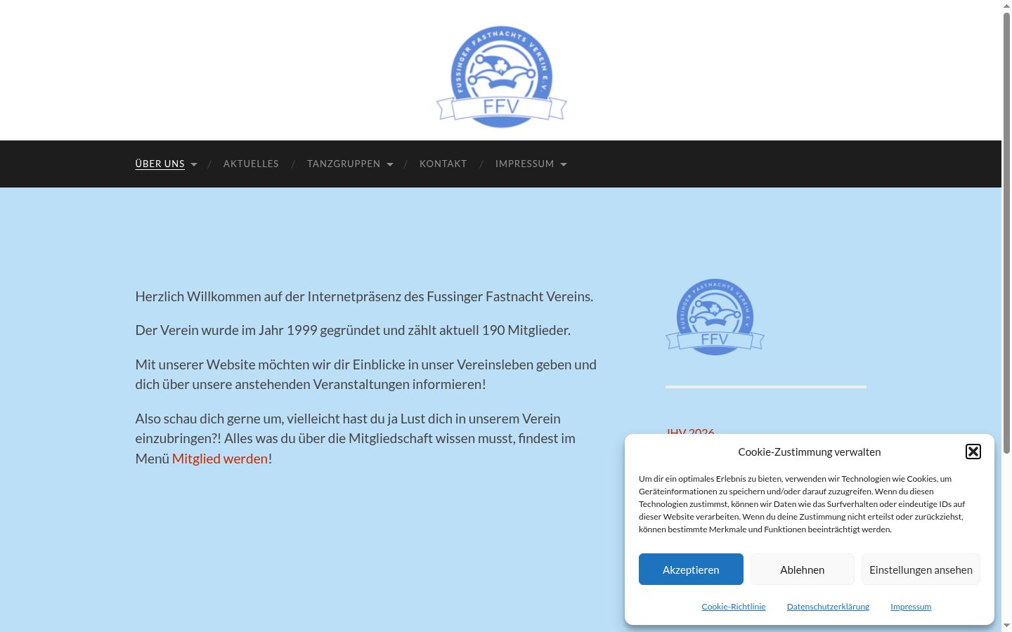 Screenshot del banner di consenso mostrato prima di qualsiasi interazione