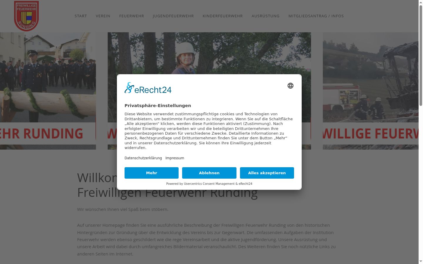 Screenshot of the consent banner shown before any interaction