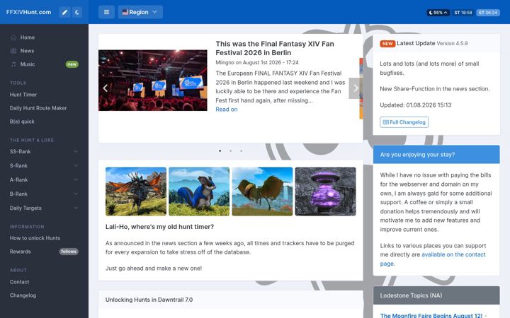 Screenshot of ffxivhunt.com