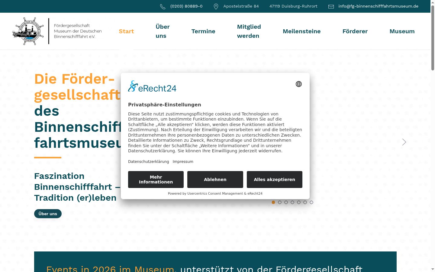 Screenshot of the consent banner shown before any interaction