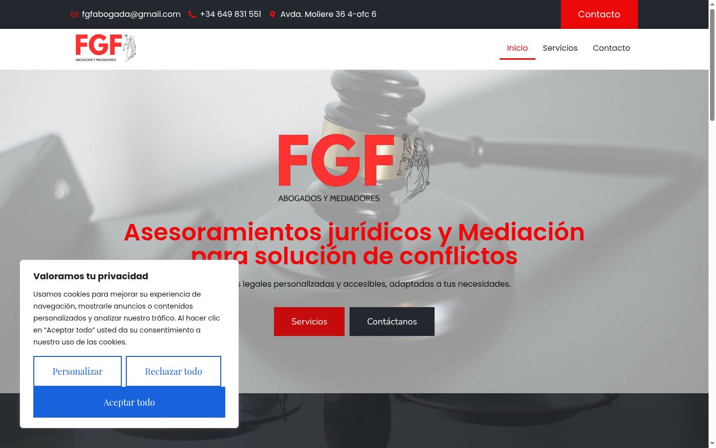Screenshot del banner di consenso mostrato prima di qualsiasi interazione