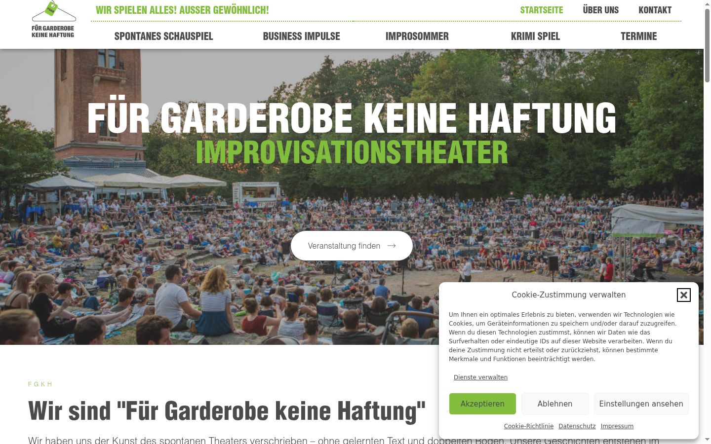 Screenshot of the consent banner shown before any interaction