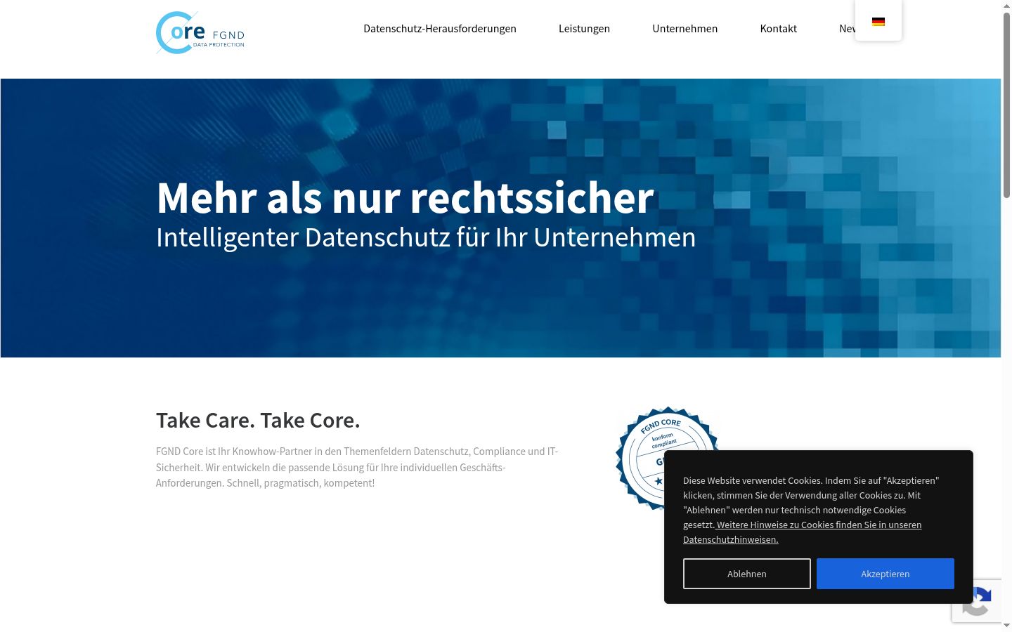 Screenshot of the consent banner shown before any interaction