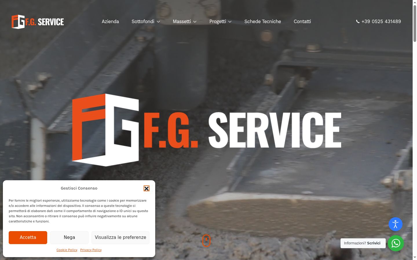 Screenshot del banner di consenso mostrato prima di qualsiasi interazione