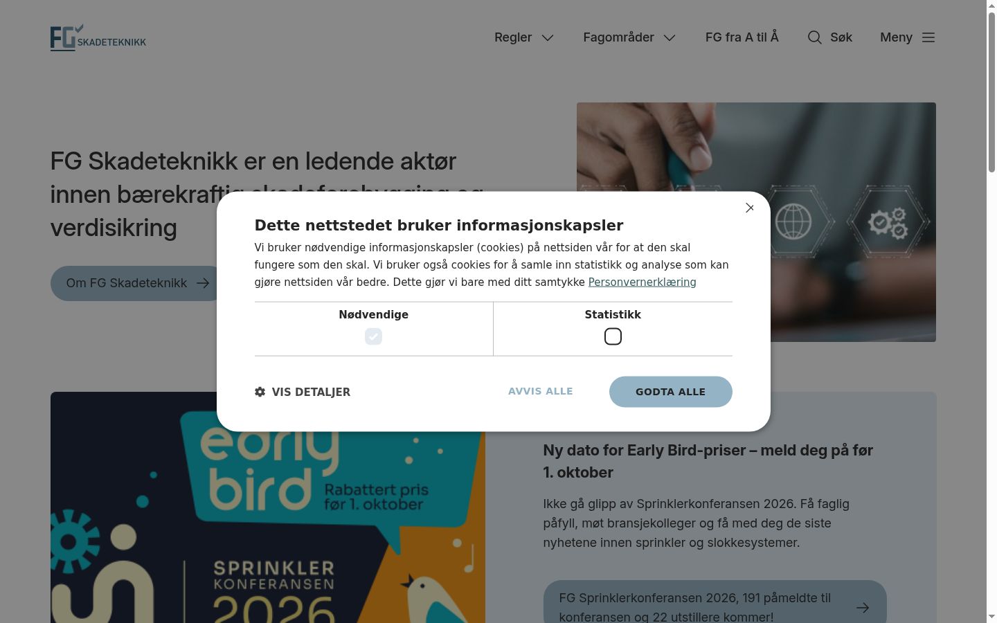 Screenshot del banner di consenso mostrato prima di qualsiasi interazione