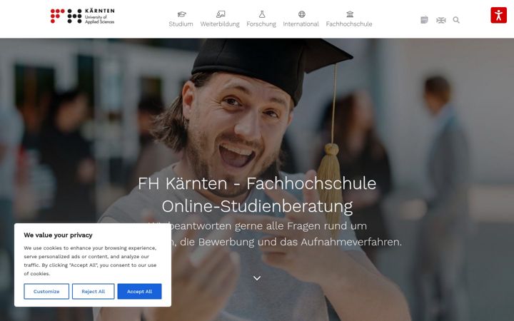 Skärmbild av fh-kaernten.at