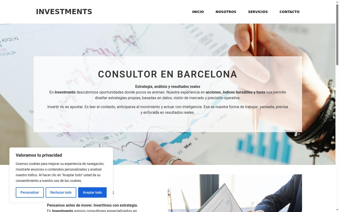 Captura de ecrã do banner de consentimento apresentado antes de qualquer interação