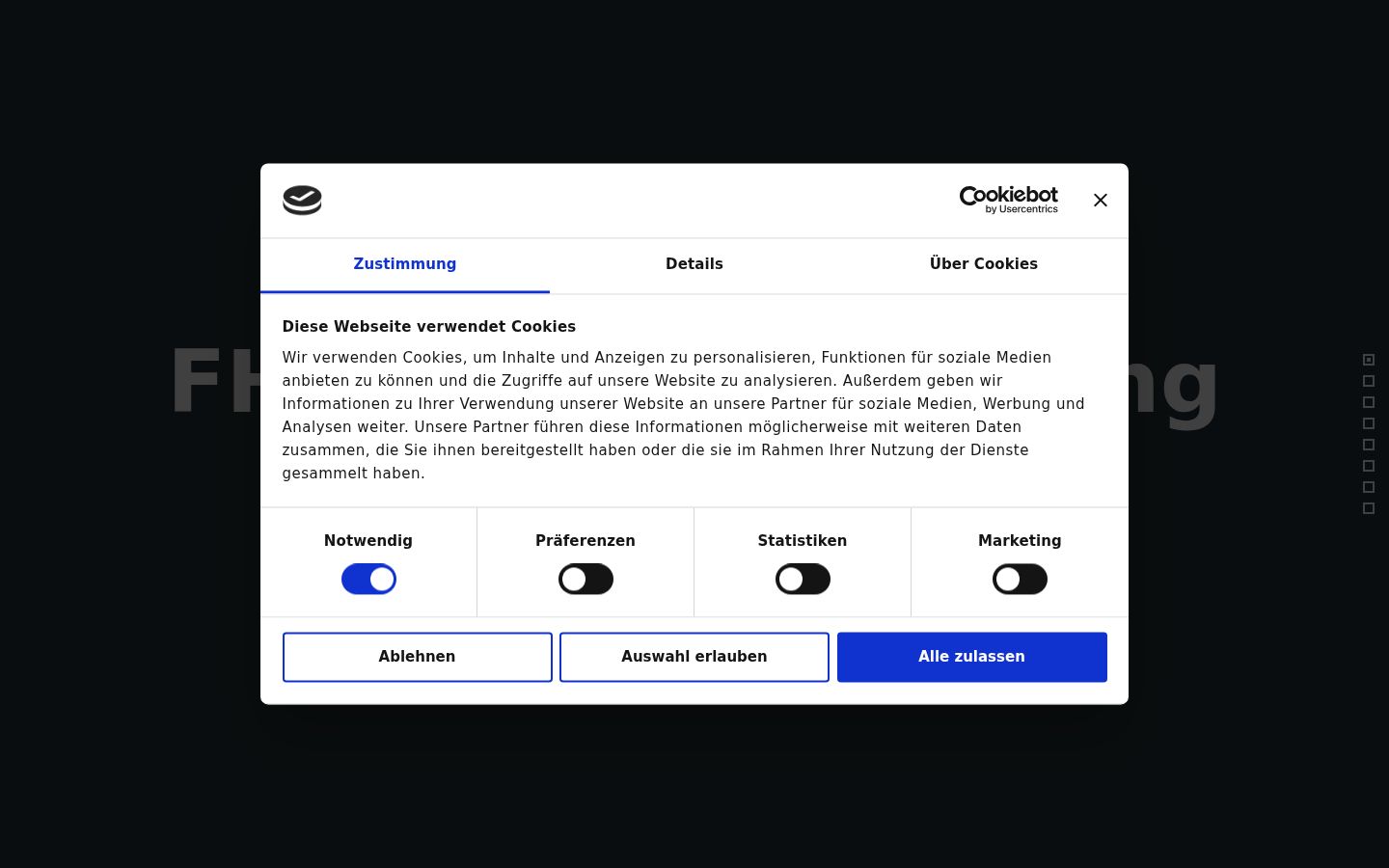 Captură de ecran a bannerului de consimțământ afișat înainte de orice interacțiune